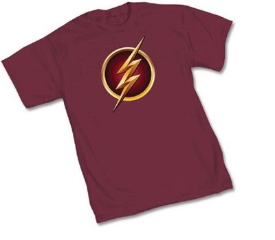 DC FLASH TV SHOW SYMBOL Logo - BURGUNDY ADULT Licensed T-Shirt - S-2XL