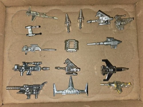 Vintage 80s Transformers Action Figures Chrome Finish Parts,Accessories,Weapons