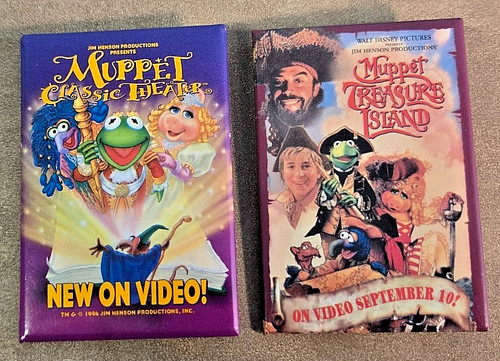 VTG 90's Muppets Classic Theater & Treasure Island Advertising Pinback Buttons