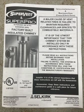 Thru The Wall 6" Supervent Chimney Kit Installation Manual Guide Selkirk
