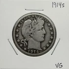 1914 S Barber Half Dollar, 90% Silver, VG, Semi Key Date, Only 992k Minted! 🔥