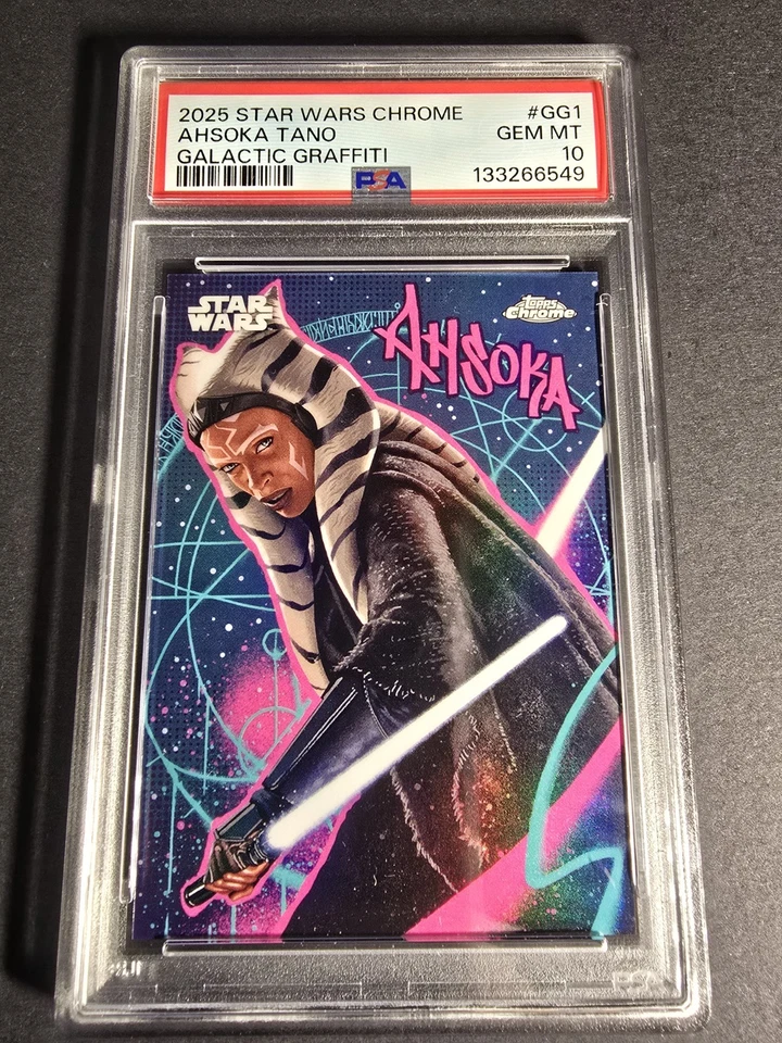 2025 Topps Chrome Star Wars Ahsoka Tano #GG-1 Galactic Graffiti  PSA 10 GEM MINT - Image 2 of 3
