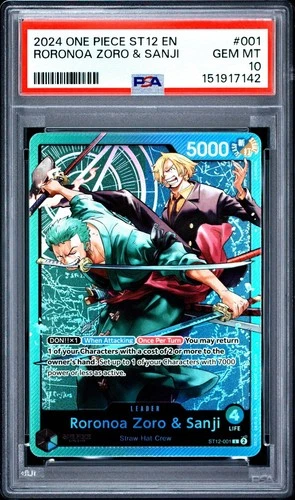 2024 ONE PIECE STARTER DECK ST12-ZORO & SANJI #001 RORONOA ZORO/SANJI PSA 10