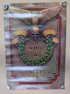 Vintage 1976 The Who and The Grateful Dead at Oakland Stadium Poster Bill Graham