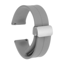 22mm Magnetic Silicone Watch Band with Silver Folding Buckle, Light Grey