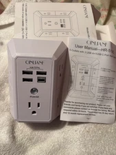 Wall Charger Surge Protector QINLIANF 5 Outlet Extender with 4 USB Charging P...