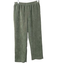Alfred Dunner Women's Olive Green Corduroy Pull-On Pants w/Pockets 10 Petite