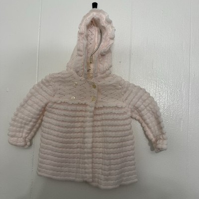 Vintage Baby Pink Hooded Sweater 0-3M Portugal Cottagecore