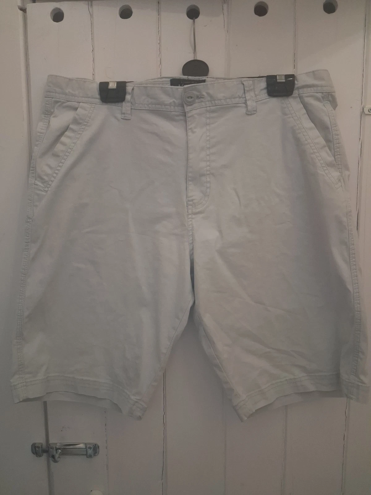 Weird Fish Men's Chino Shorts Size 38 Light Grey Cotton Blend Casual Summer