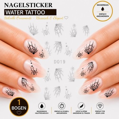 Nail Art Nagelsticker Halloween D019 Nagelaufkleber Wassertransfer Tattoo Spinne