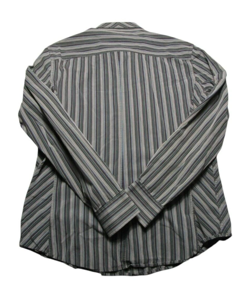 French Connection Para Hombre Talla - XL Gris Azul Rayas Largo Manga Abotonada Foto 3 de 4