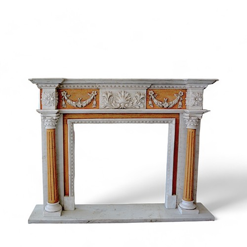 Classic Yellow And White Marble Fireplace Mantel L150cm - Picture 6 of 6