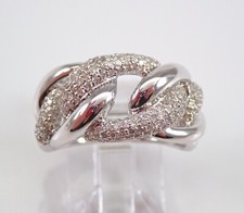 White Gold CHAIN LINK Diamond Wedding Ring Anniversary Band Stackable Size 7