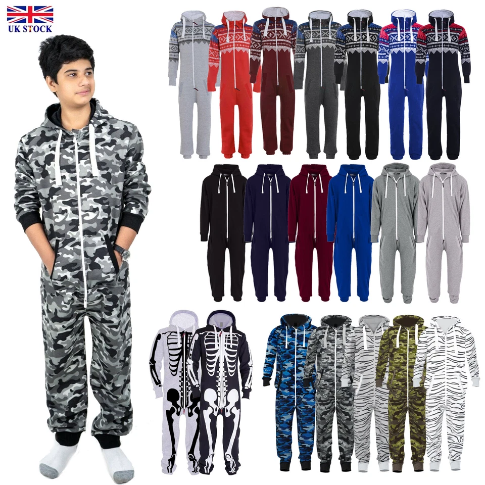 NOROZE Neu Unisex Kinder Mädchen Jungen aztekisch Vlies Overall Spielanzug 2-13 Jahre