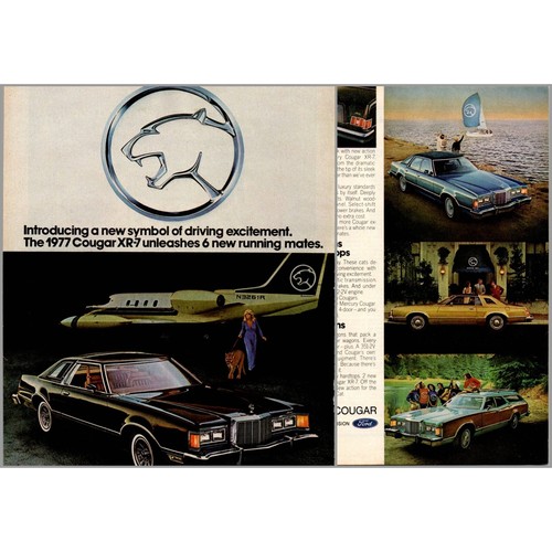 1977 Mercury Cougar XR 7 Magazine Print Ad 2 Pg Sedan Wagon Car Ford Lincoln Cat - Picture 7 of 8