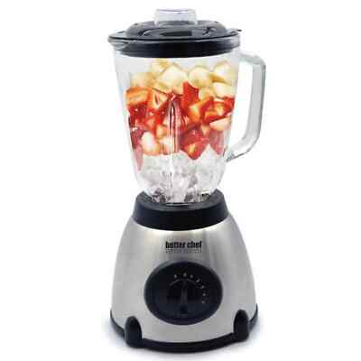 Better Chef 500W 5-Speed Glass Jar Blender w Stainless Steel Base, Pulse Control