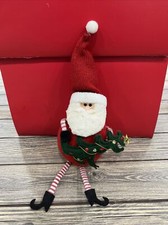 Vintage Christmas Decoration Ball Santa Sitting Skinny Legs Tree Plush Soft 12”