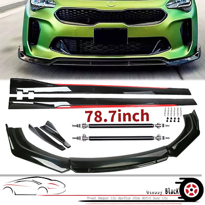 Glossy Black Front Bumper Lip Spoiler Side Skirt Rear Lip For Kia Stinger