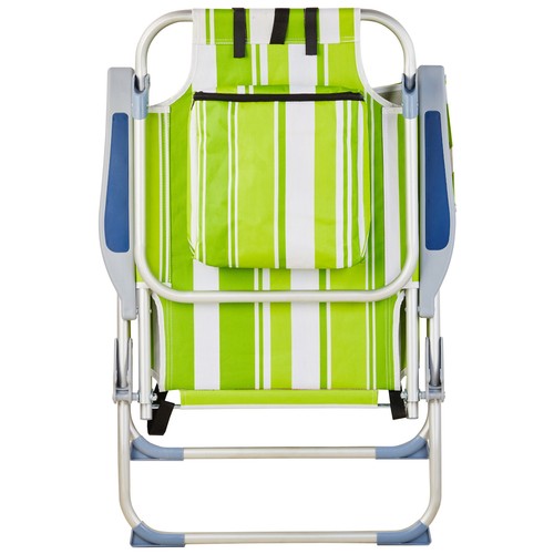 Green Stripes Beach Chair Oxford Cloth Aluminum Tube Bearing 24.8x27.56x38.98'' - Picture 13 of 19