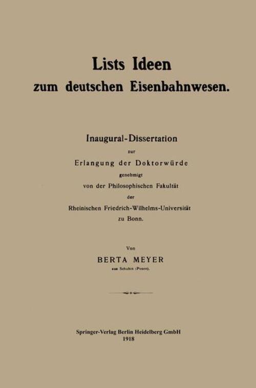 Thumbnail - Berta Meyer | Lists Ideen Zum Deutschen Eisenbahnwesen | Taschenbuch |