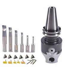 NEW CAT40 3INCH BORING HEAD SET WITH 6 INDEXABLE BORING BAR AND 6 CARBIDE INSERT