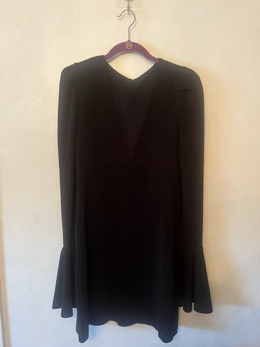 Free People Black Bodycon Bell Sleeve Talk About it Mini Dress Sz M NWT - Picture 2 of 6