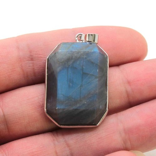 Amethyst Apatite Crystal Quartz Labradorite Rectangle Faceted Gemstone Pendants - Picture 11 of 16
