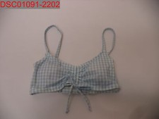 NWT - Old Navy Women's Blue Gingham Cinched Front Bikini Top, Size S