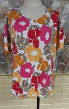 NWT ELEGANT CROFT & BARROW WOMENS XL FLORAL TOP S/S ELASTICIZED BOTTOM BLOUSE