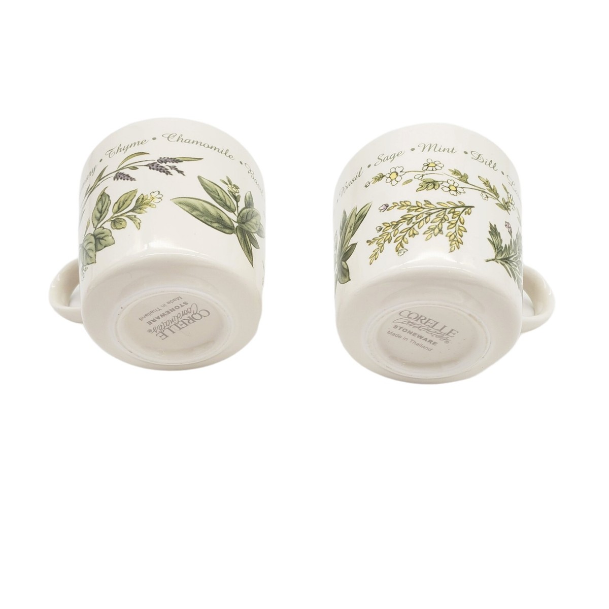 Corning Corelle Impressions Thymeless Herbs Mugs Porcelain Set of