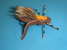 FLY FISHING FLIES - Brown/Tan FOAM KICKER HOPPER size #8 (6 pcs.)