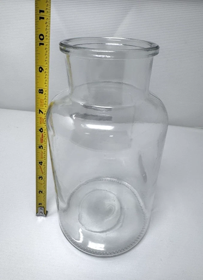 LARGE 10.25" TALL CLEAR GLASS APOTHECARY FARMHOUSE JAR / VASE