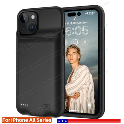 External Battery Charger Case for iPhone 11 12 13 14 15 Pro Max Power Bank Cover