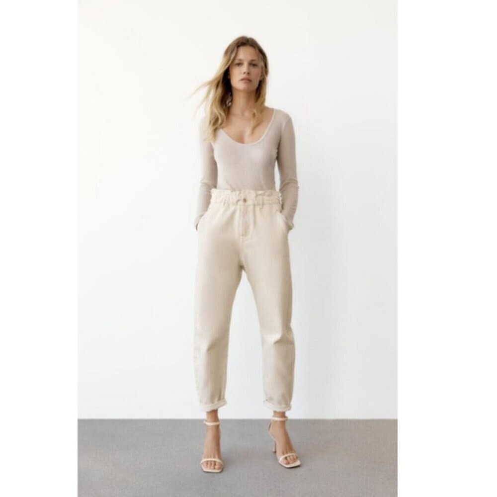 Mom Jeans Zara Jeans Paper Bag Zara Womens Paper Bag Beige Mom Jeans