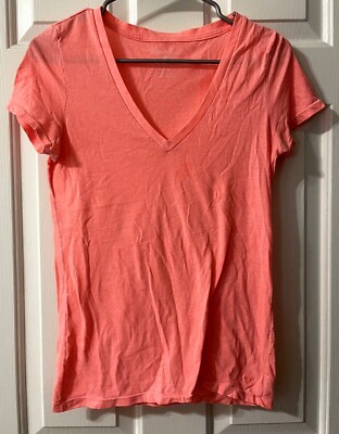 GIRLS AMERICAN EAGLE OUTFITTERS CORAL PEACH ORANGE  V-NECK TOP   SIZE M