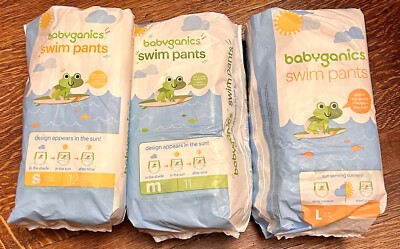 Babyganics Color Changing Disposable Swim Pants, size S, M & L (3 packages)