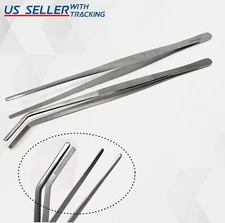 Kitchen Tweezers 12" Set, Cooking, Pincette, Sea Food, Cooking (Straight+Curved)