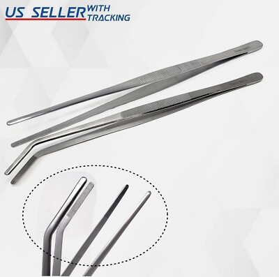 Kitchen Tweezers 12'' Set, Cooking, Pincette, Sea Food, Cooking (Straight+Curved)