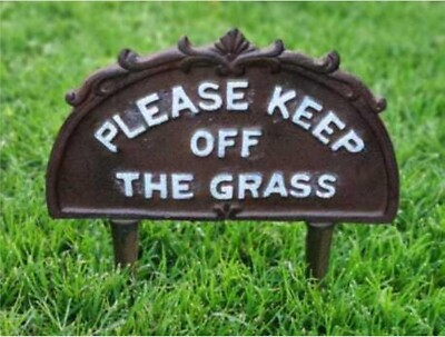 Gusseisen braun Bitte halten Sie sich vom Gras fern Garten Hof Rasen Park Warnschild