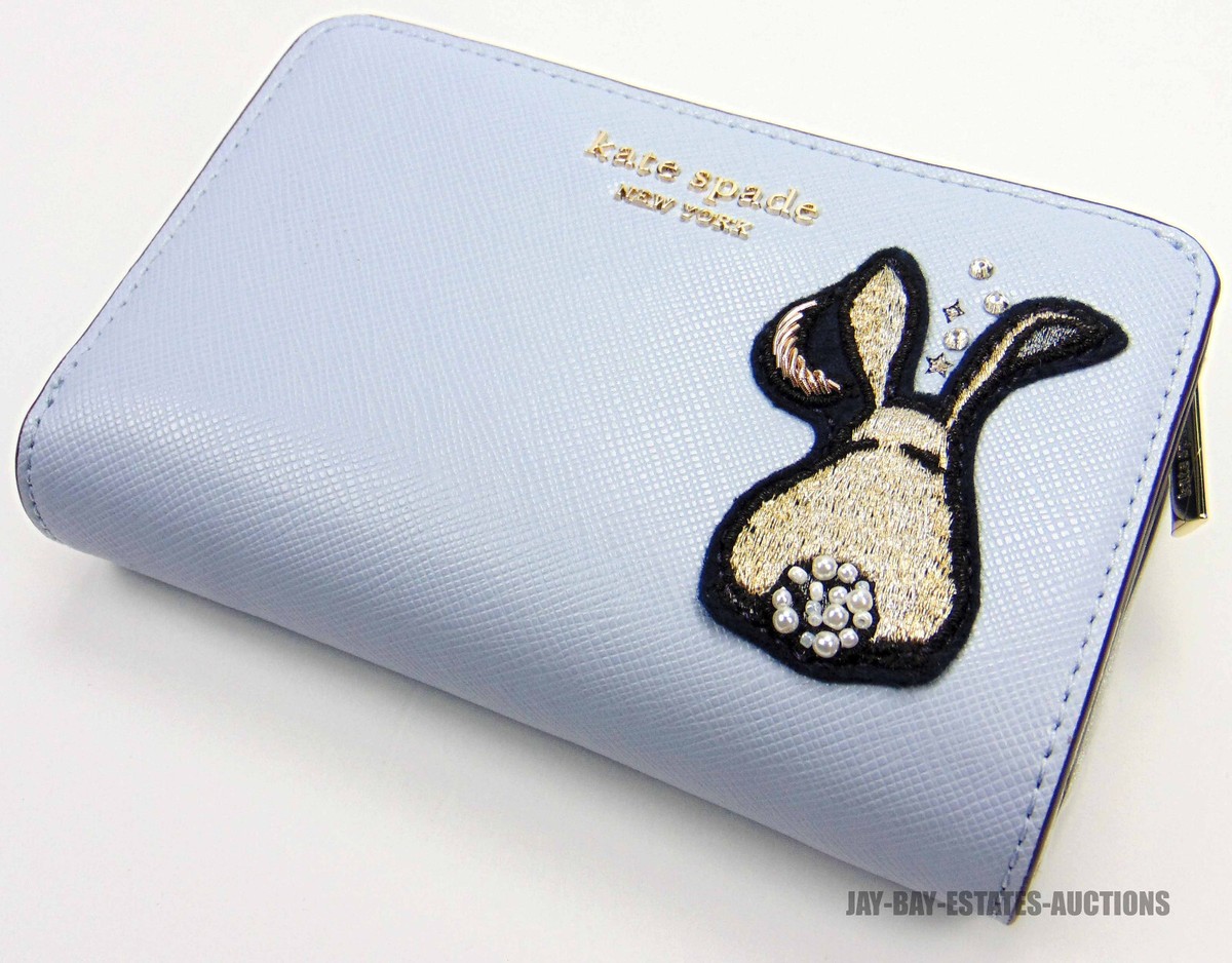 新品KATE SPADE財布 ブンブン コンパクト ウォレット水色うさぎ FASHION ファッション 新品KATE SPADE財布 ブンブン コンパクト