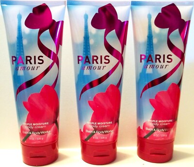 Bath Body Works PARIS AMOUR Triple Moisture Body Cream, 8 oz, NEW x 3