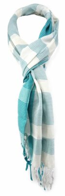 TigerTie Designer Schal in türkis weiss gestreift - Gr. 180 x 50 cm
