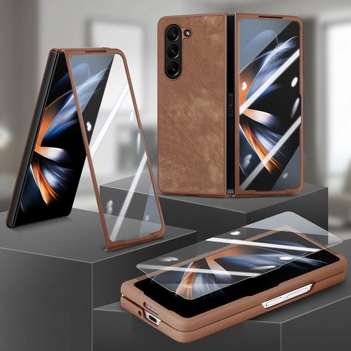 For Samsung Galaxy Z Fold 5 4 3 Shockproof Tempered Glass Leather Case Cover - Picture 14 of 14