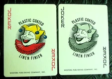 Jokers Clown Blue Bells on Hat-2 VTG Swap Cards Color/BL White-Whitman-Back Red