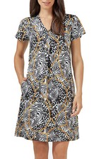 Hajo Damen Strandkleid Freizeitkleid Länge 90 cm V-Ausschnitt Baumwolle Modal