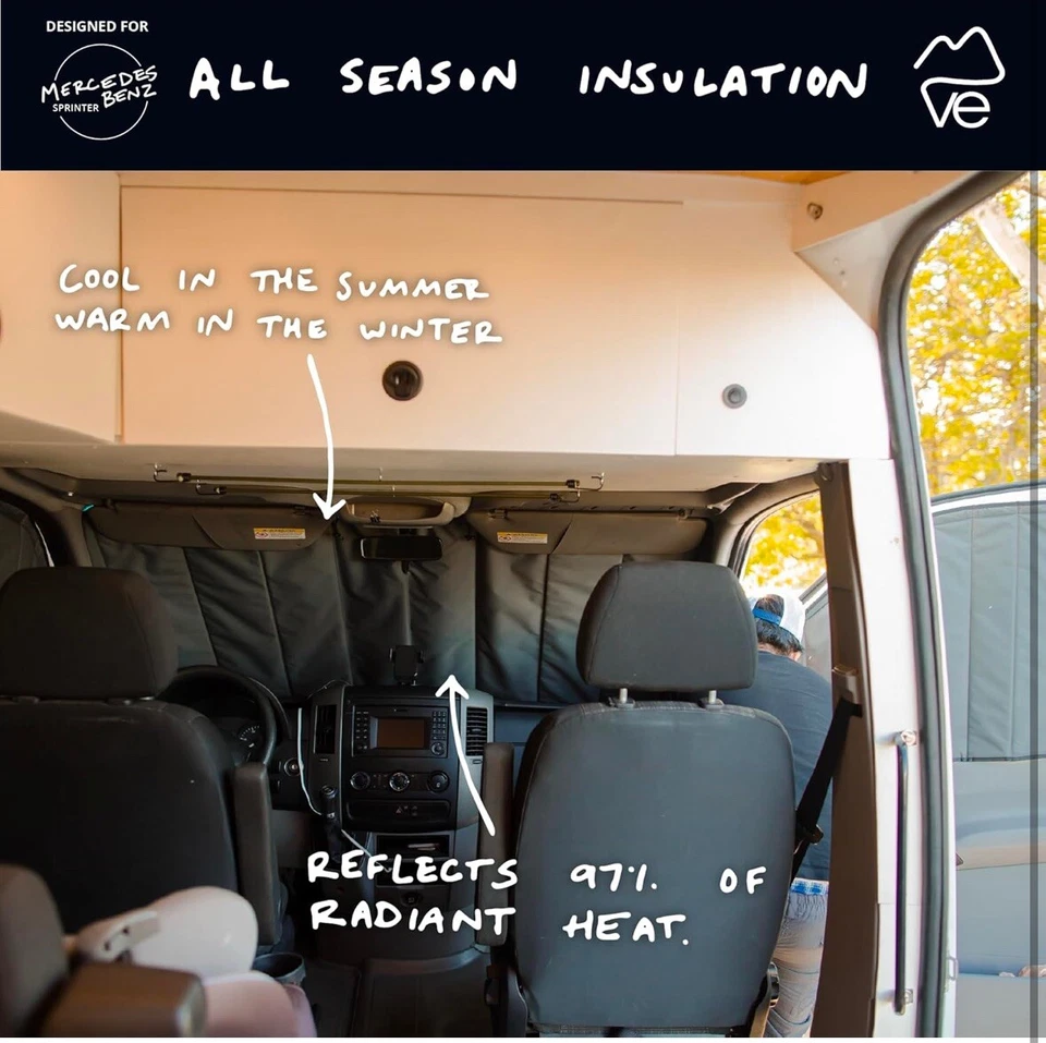 Insulated Magnetic Front Windshield Cover for Mercedes-Benz Sprinter 2007-2024 - Image 3 of 4