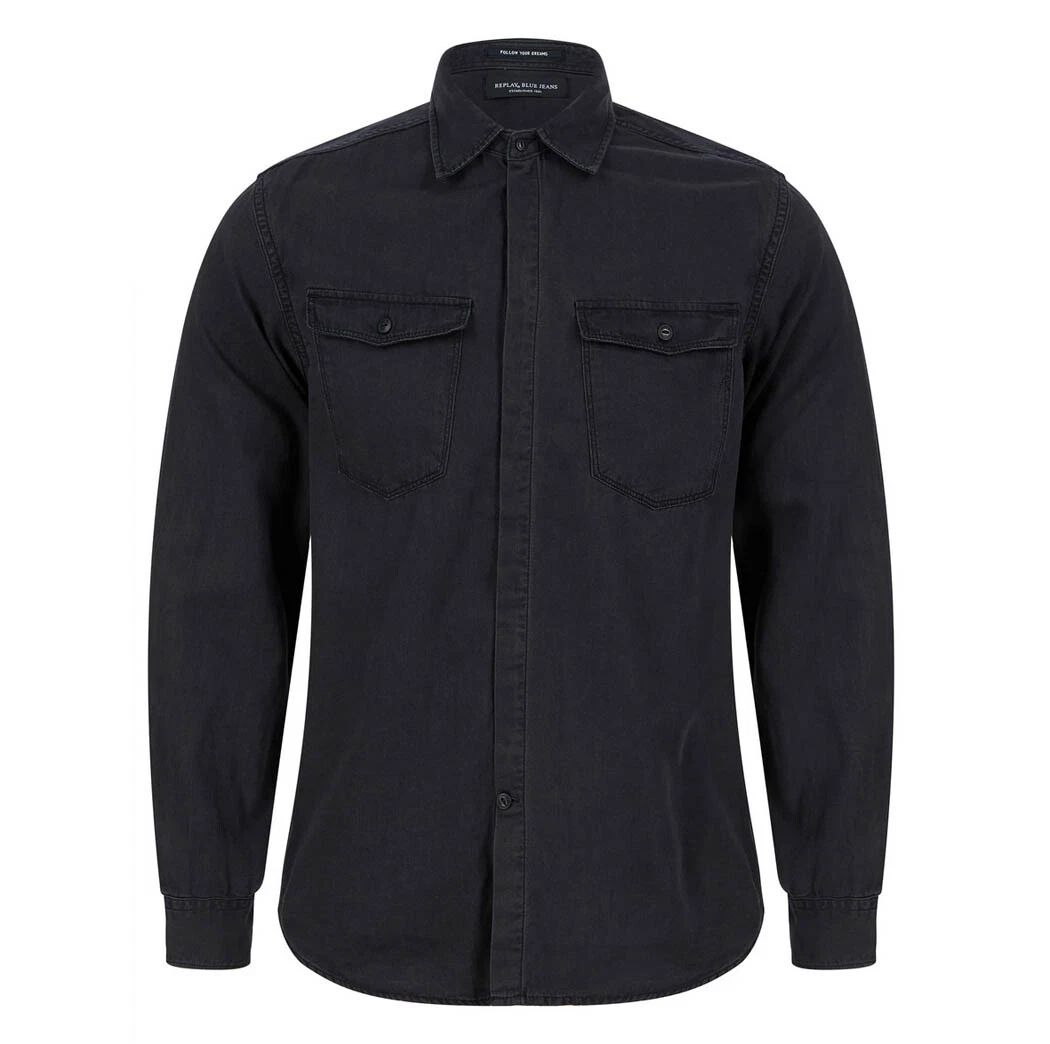 Replay black denim shirt sale