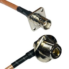 RG400 BNC Flange Female to N Female Bulkhead Angle RF Cable FAST-SHIP LOT