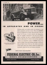 1945 Federal Electric Chicago Fire Siren With Oscillating Light Vintage Print Ad