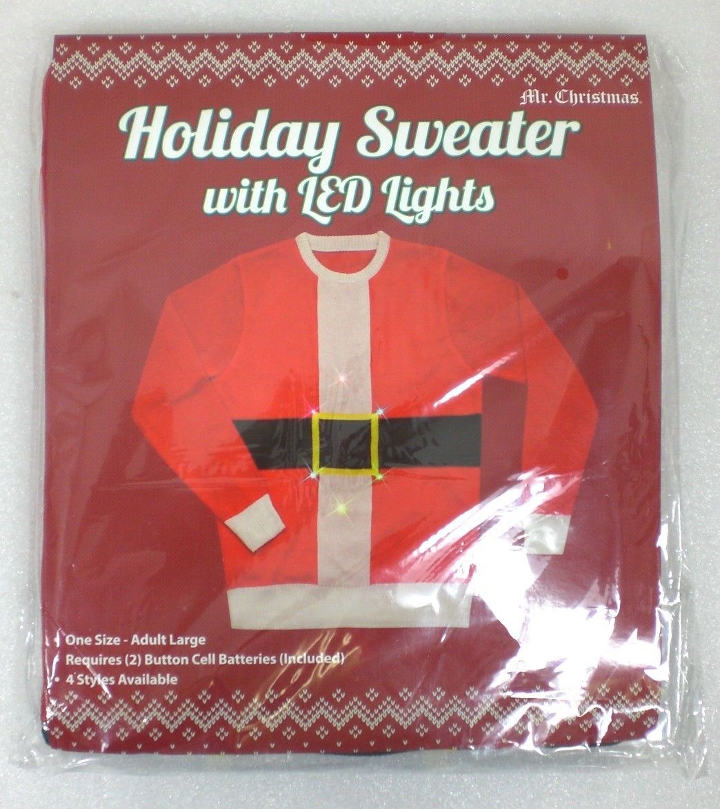"Mr Christmas" Santa Suit HOLIDAY SWEATER LED Light Up UGLY UNISEX 1Size L eBay